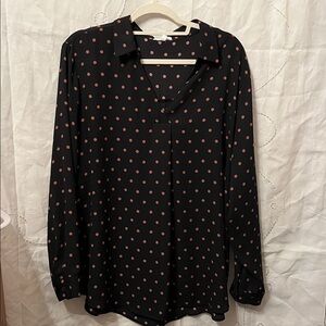 Maurices Black Top with Brown Polka Dots